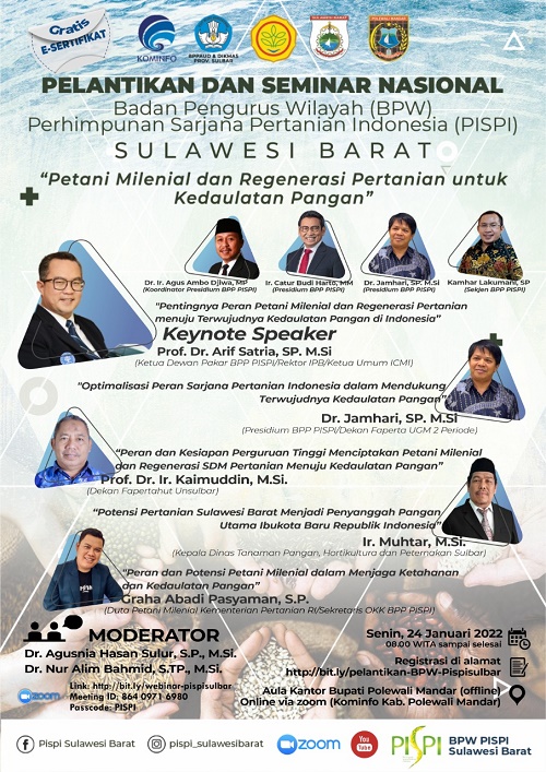 Dari Pakar, Birokrat Hingga Petani Milenial, Pembicara pada Seminar Nasional PISPI Sulbar